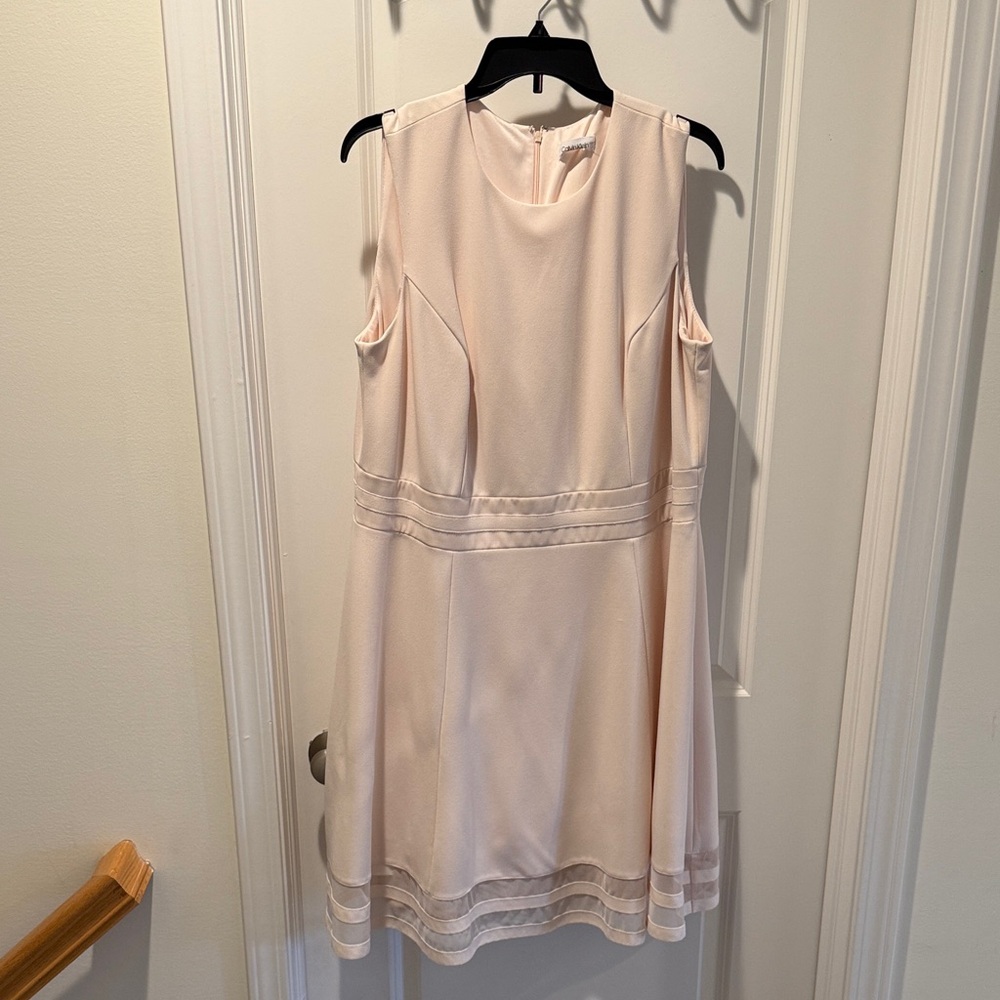 Calvin Klein Sleeveless Cream Midi A-Line Dress